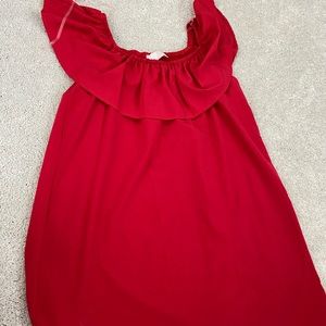 New with tags! Red ruffle off the shoulder dress. Size M.